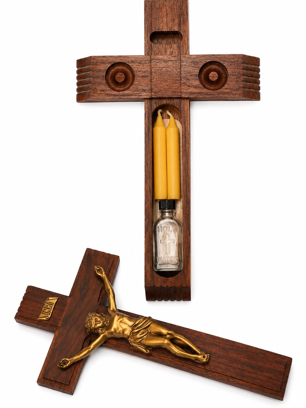 Vintage Wooden Catholic Sick Call Wooden Crucifix